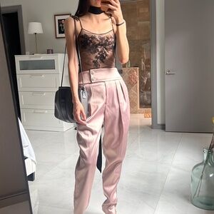DUNDAS Women's Light Pink High-Waisted Trousers